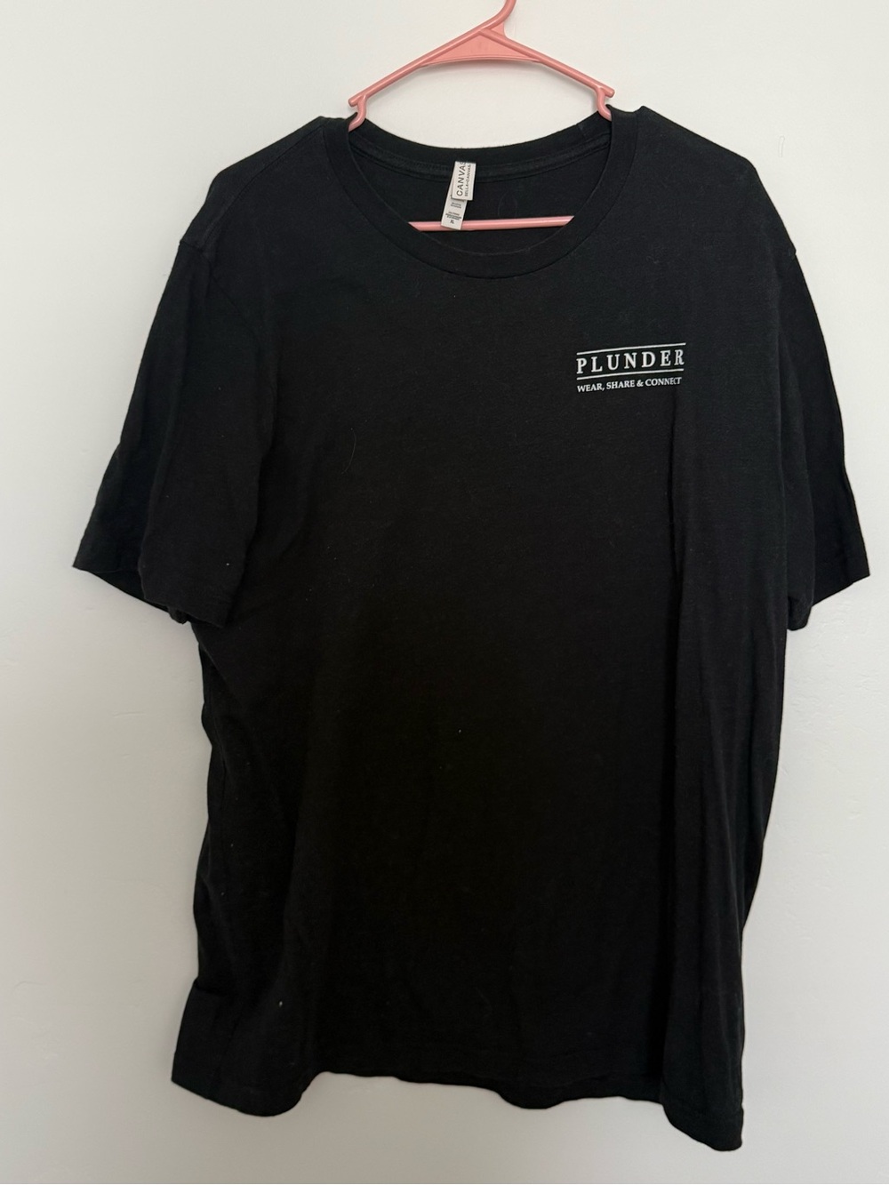 Plunder Black Short Sleeve Crew Neck T-Shirt with White Logo